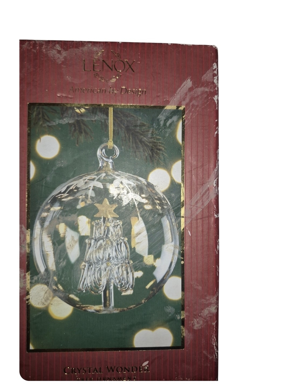 Lenox Crystal Wonder Clear Glass Christmas Ornament with Gold Star
